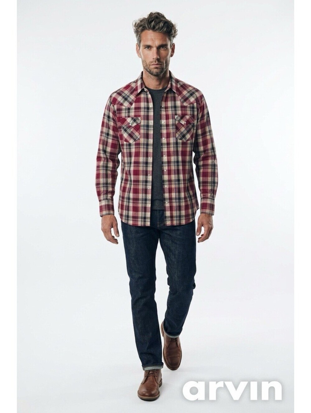 Vintage Plains Red Plaid Western Snap Button Shirt Men's XL Tall